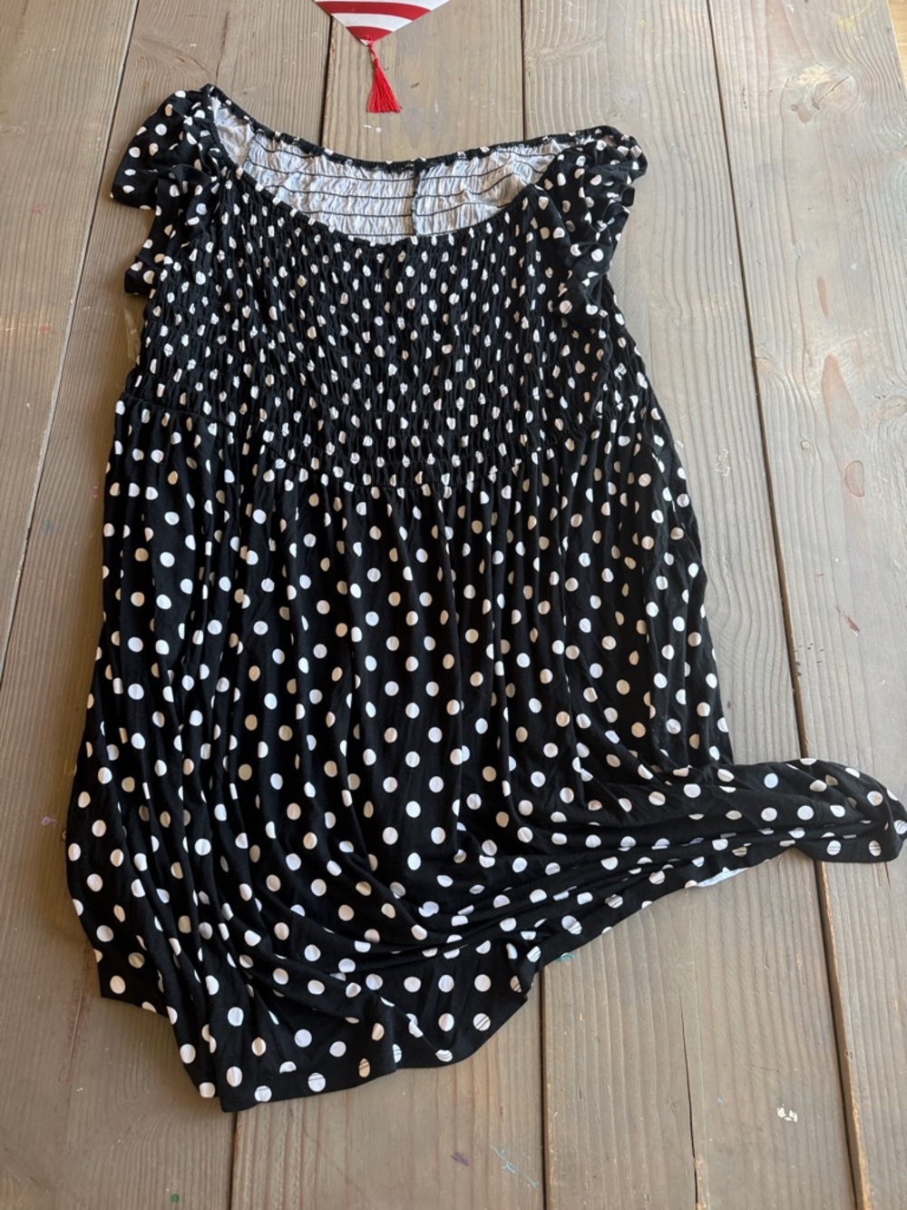 Lane Bryant Black & White Polka Dot Midi Dress